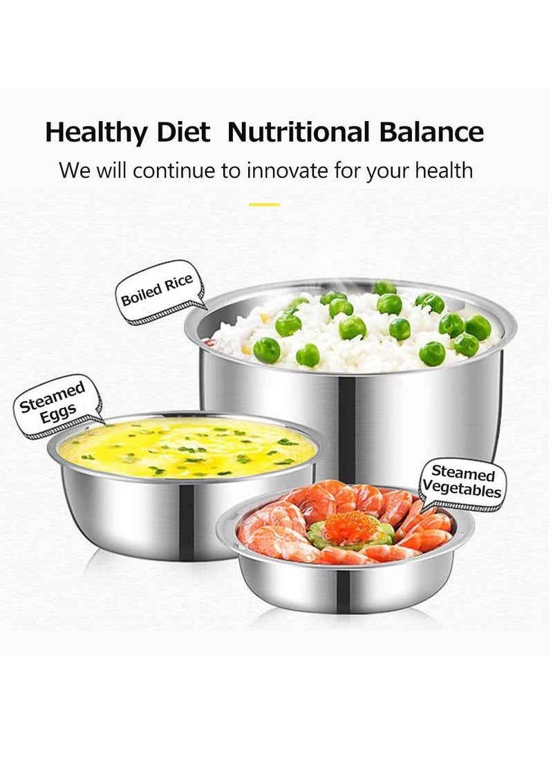 Electric Lunch Box Three layers Stainless Steel Heating Mini Rice Cooker Plug In Electric Heating Thermal Insulation Lunch Box for Office Worker School Home