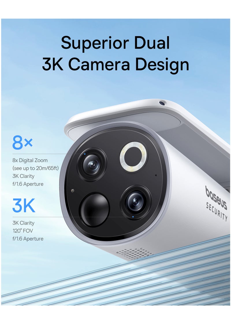 S1 Pro Outdoor Wireless Security Camera with Solar Panel & Auto Tilt, 3K Ultra HD, 145° Wide View, IP67 Waterproof, Color Night Vision, 16GB Storage, Supports Up to 16TB, Motion Detection, 2-Way Audio, 2-Camera Kit for Home & Outdoor Surveillance