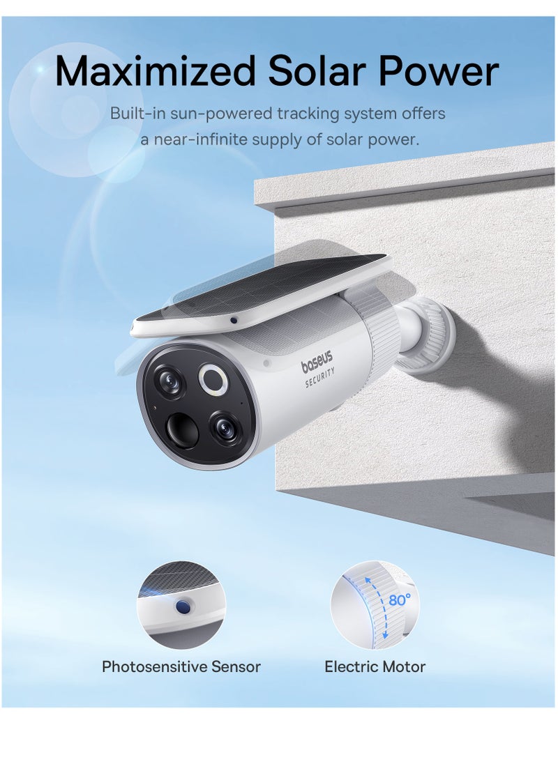 S1 Pro Outdoor Wireless Security Camera with Solar Panel & Auto Tilt, 3K Ultra HD, 145° Wide View, IP67 Waterproof, Color Night Vision, 16GB Storage, Supports Up to 16TB, Motion Detection, 2-Way Audio, 2-Camera Kit for Home & Outdoor Surveillance