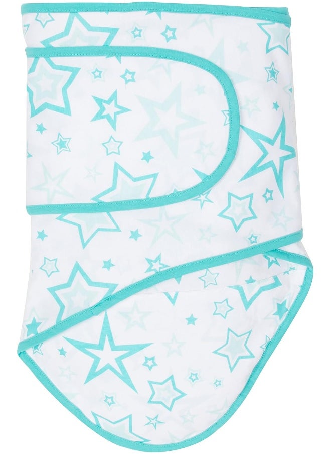 Miracle Blanket Swaddle Wrap - Newborn Essential Baby Blanket - Soft Sleep Sack Ideal for Newborns and Infants (Aqua Stars)