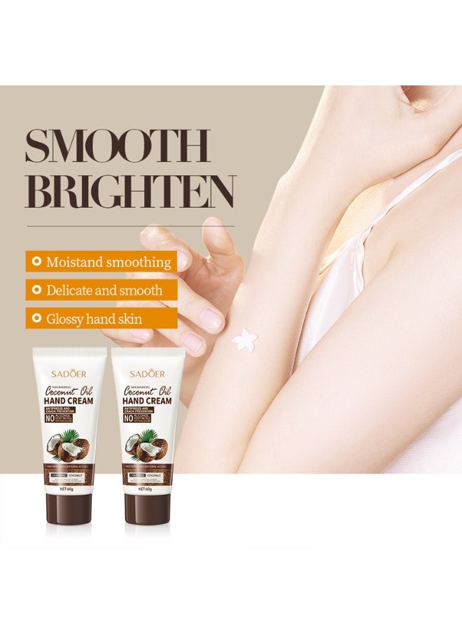 2-PACKS Coconut Oil Hand Cream,Nourishing Whitening Moisturizing Skin Care Cream, Fast Absorbing Anti Ageing Hand Cream 60g*2