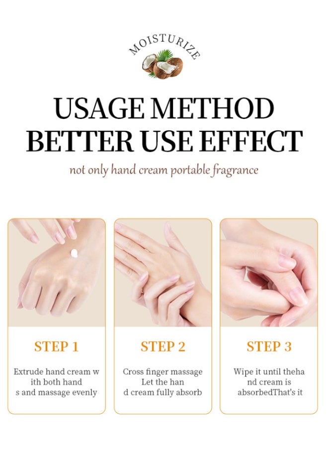 2-PACKS Coconut Oil Hand Cream,Nourishing Whitening Moisturizing Skin Care Cream, Fast Absorbing Anti Ageing Hand Cream 60g*2