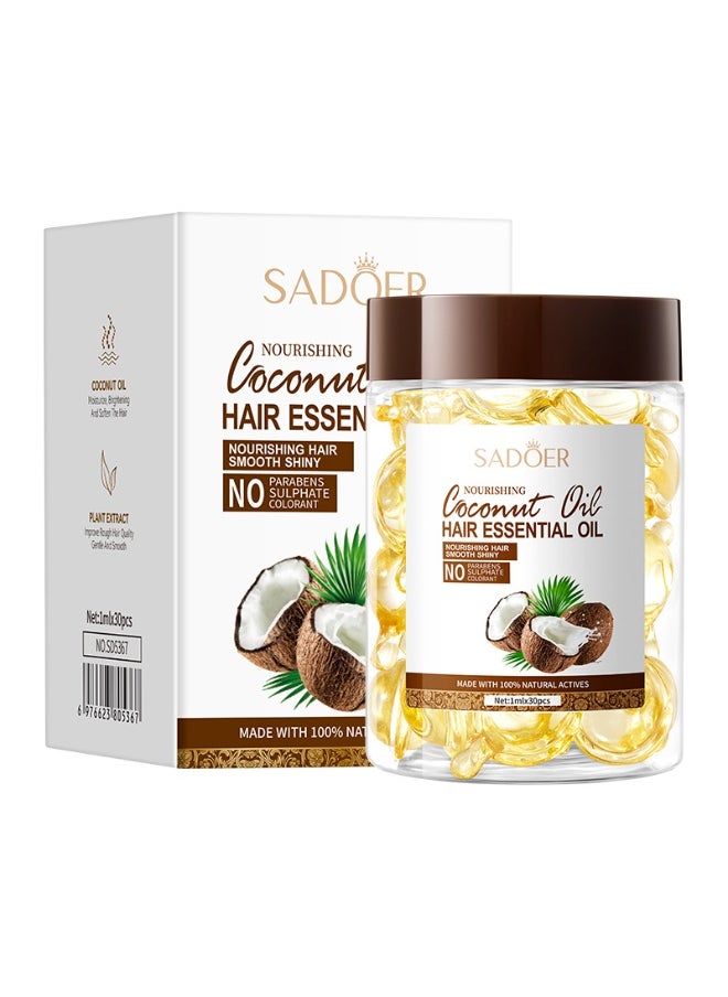 Coconut Oil Hair Essential Oil,Nourishes Dry And Damaged Hair, Strengthens Hair, Nourishes And Smoothes Hair Care Essential Oil Capsules 30pcs