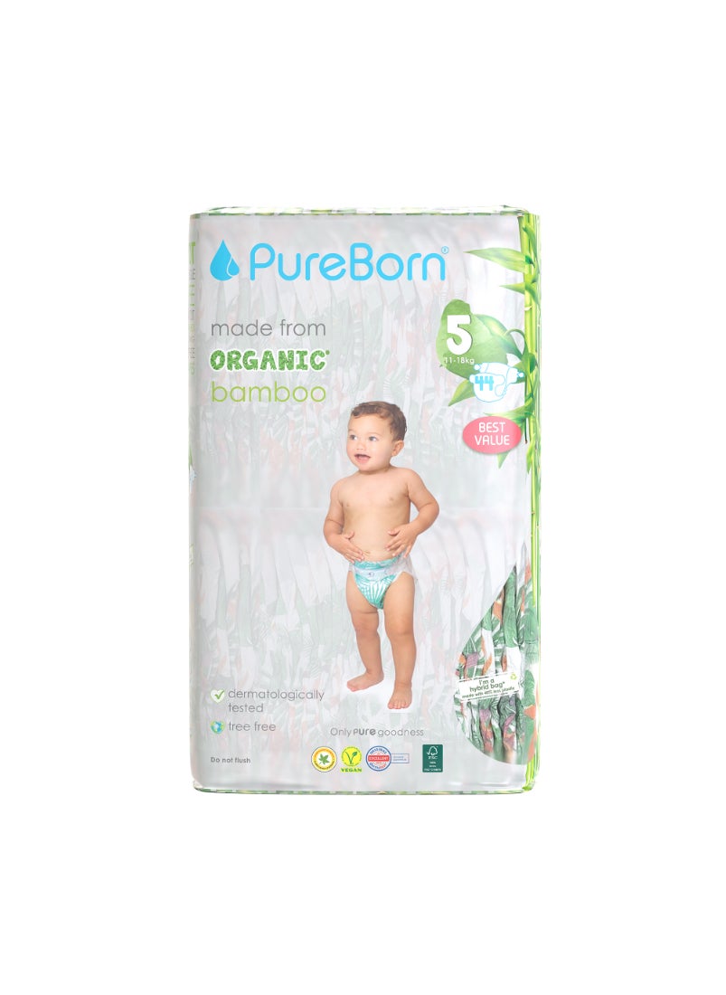 Organic Baby Tape Style Diapers Size-5 11-18 kg Tropic Print 44 Diapers