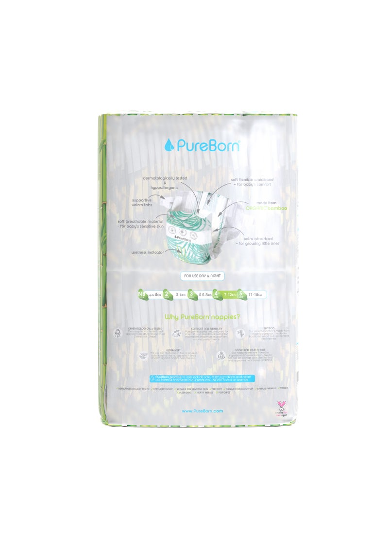 Organic Bamboo Tape Style Diapers Size 4 6-12 Months Eco-Friendly Nappies With Wetness Indicator 48 Diapers
