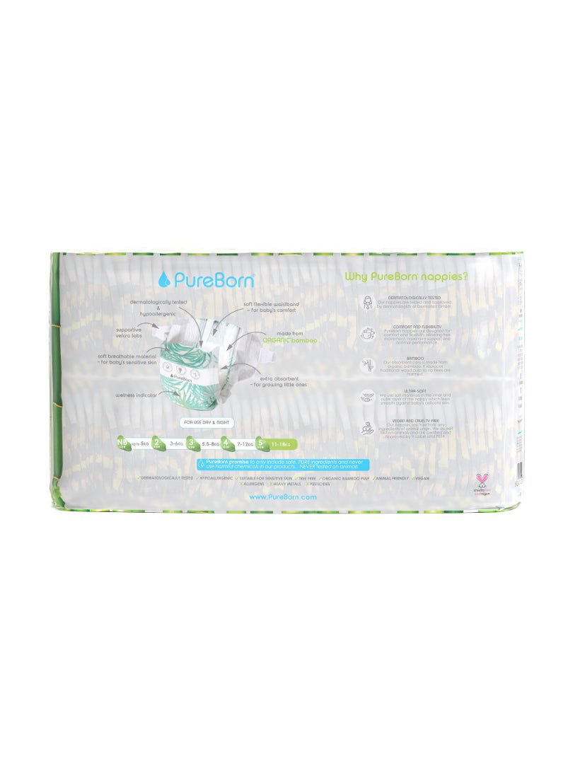 Organic Bamboo Eco-Friendly Tape Style Diapers Leopard Print Size 5 With Wetness Indicator 88 Diapers