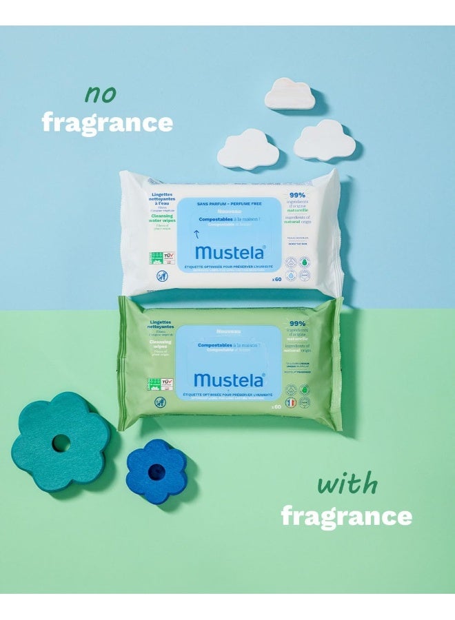 Home Compostable Fragrance-Free Cleansing Water Wipes with Natural Avocado