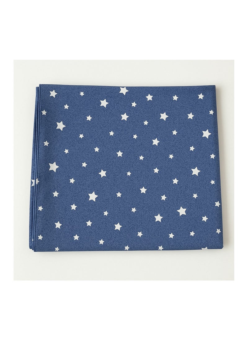 King Size Cotton Bedsheet (250x240 cm) with Two Pillow Covers – 144 TC, Blue Star Pattern