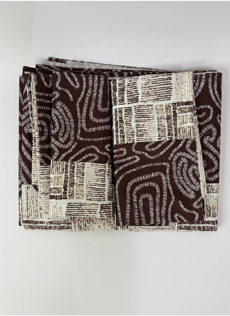 King Size 144 TC Cotton Bedsheet (250x240 cm) with 2 Pillow Covers  Soft & Durable   Brown Geometric Print