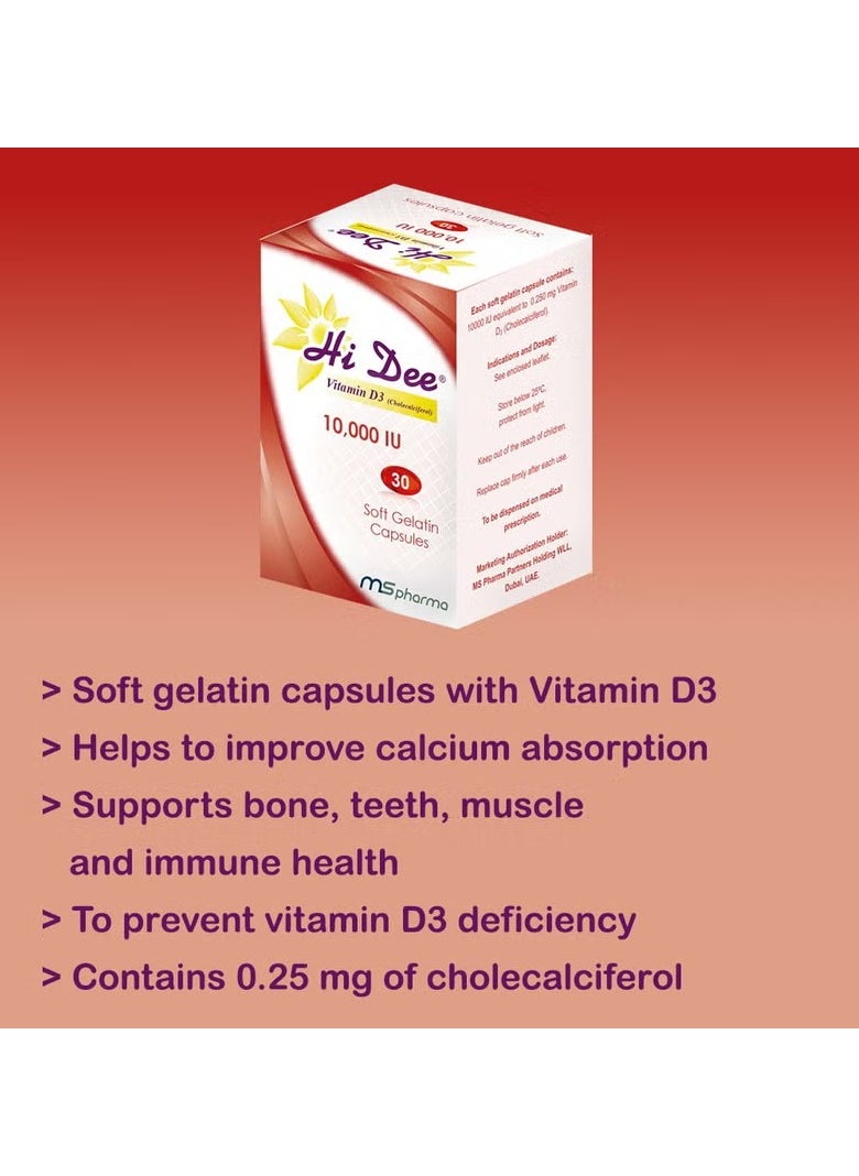 Hi Dee Vitamin D3 10000 IU Soft Gelatin Capsules 30's
