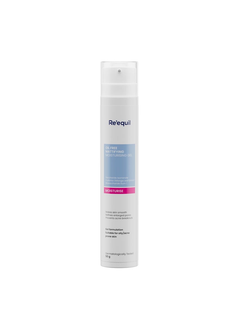 RE' EQUIL Oil Free Mattifying Moisturiser Boosts Hydration, Refines Enlarged Pores Prevents Acne Breakouts For Oily, Acne Prone Skin 50g