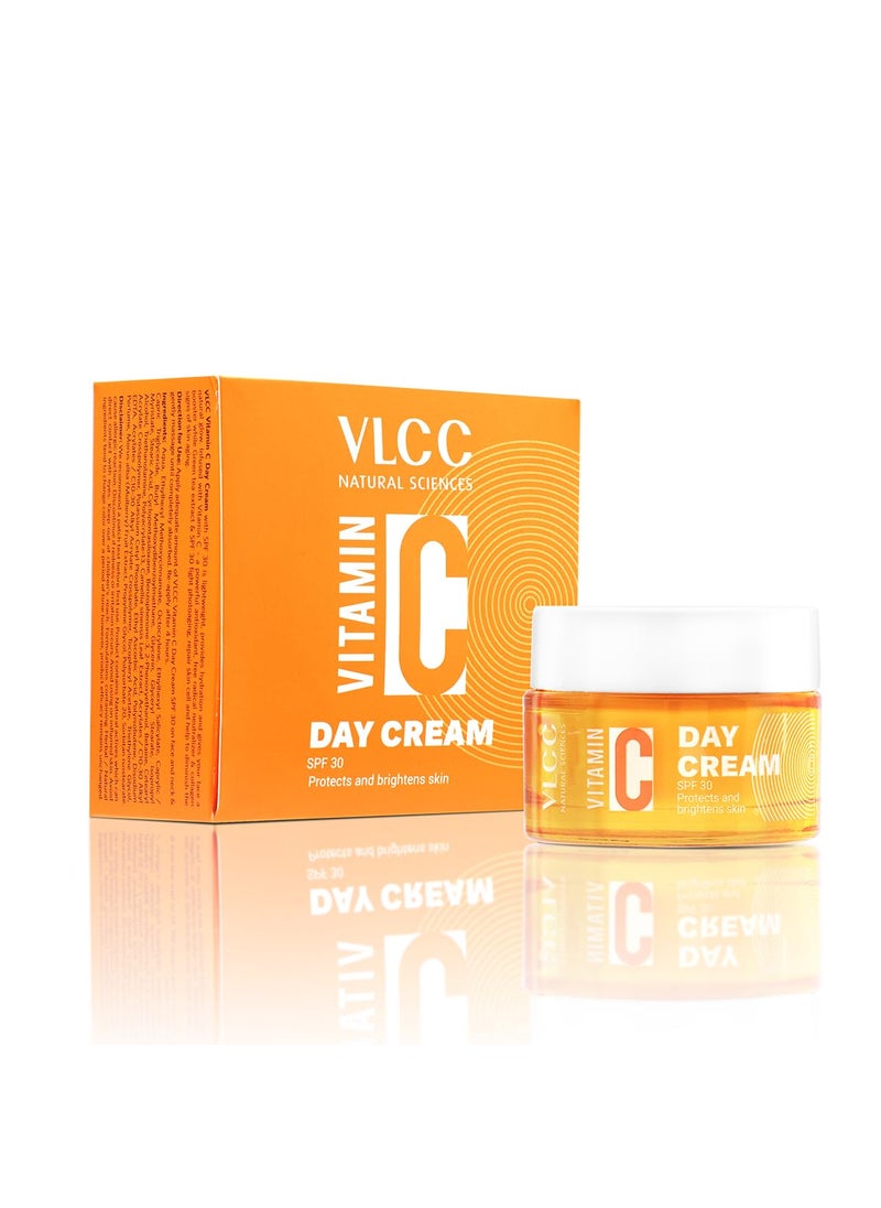 VLCC Vitamin C Day Face Cream with SPF 30 | Fights Photoaging & Provides Sun Damage Protection | Hydrates the Skin & Gives Natural Glow | Suits All Skins | 1.76 Oz/50 g