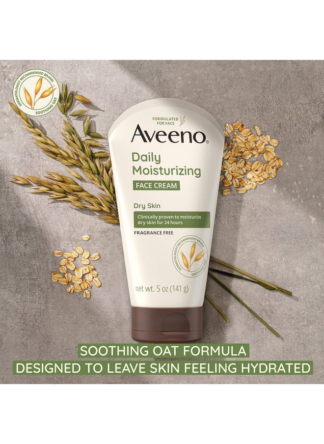 Aveeno Daily Moisturizing Face Cream with Prebiotic Oat for Sensitive Skin, Lightweight Hydrating Face Moisturizer for Dry Skin, Paraben-Free, Fragrance-Free, Dye-Free, 5 FL OZ