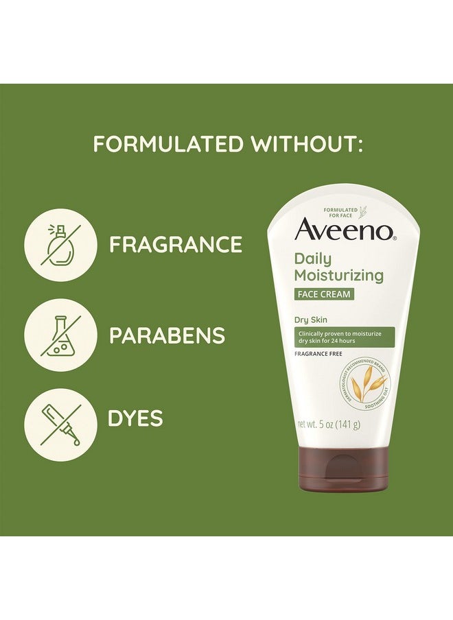 Aveeno Daily Moisturizing Face Cream with Prebiotic Oat for Sensitive Skin, Lightweight Hydrating Face Moisturizer for Dry Skin, Paraben-Free, Fragrance-Free, Dye-Free, 5 FL OZ