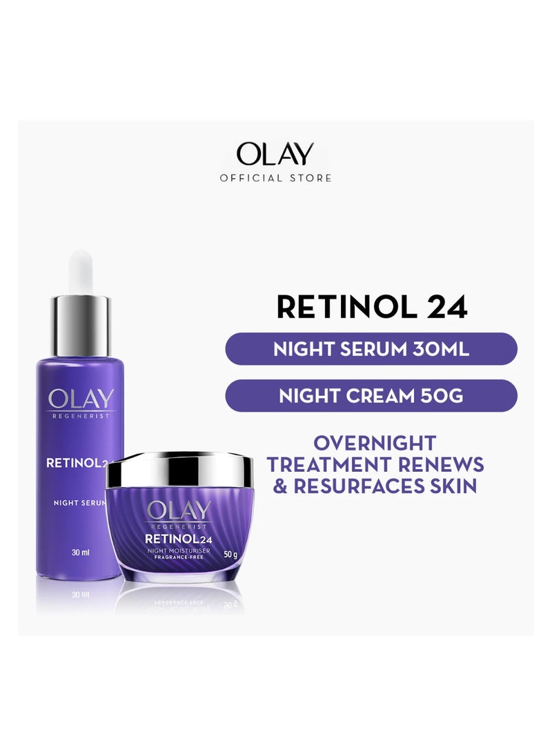 OLAY Regenerist Retinol 24 Night Moisturizer (50g) + Regenerist Retinol 24 Night Facial Serum (30ml)