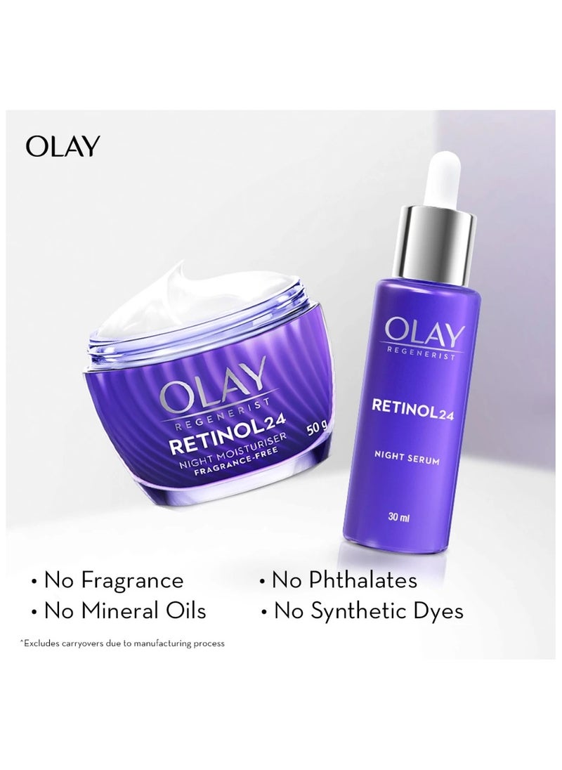 OLAY Regenerist Retinol 24 Night Moisturizer (50g) + Regenerist Retinol 24 Night Facial Serum (30ml)