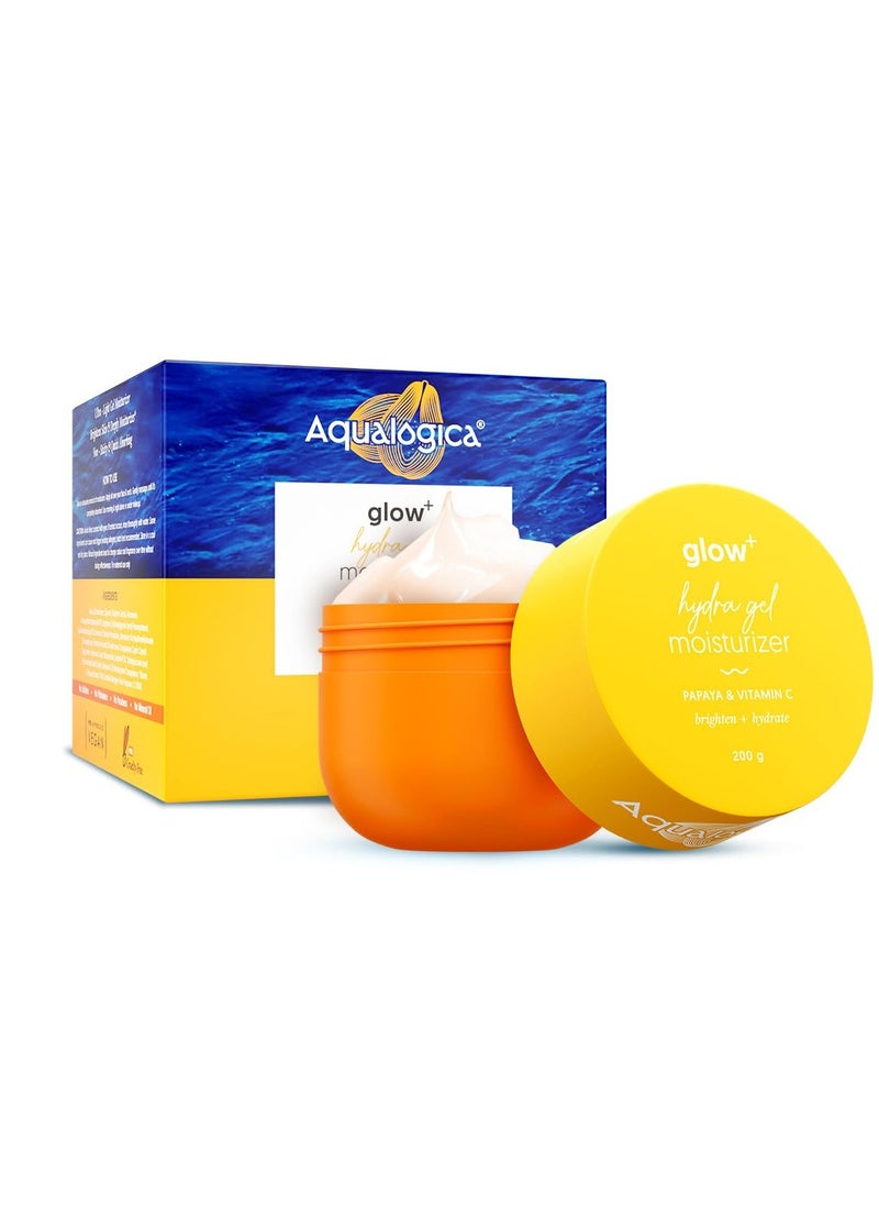 Glow+ Hydra Gel Moisturizer with Vitamin C & Papaya | 24-Hour Intense Hydration | Weightless Water-Like Gel Texture | Non Sticky & Quick Absorbing for Glowing Skin | 200 g