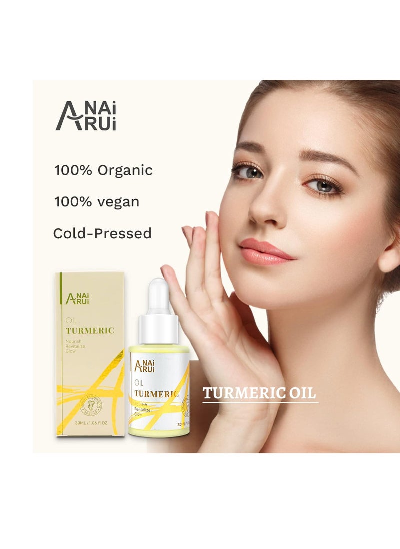 ANAI RUI Turmeric Face Oil, Facial Oils & Serum with Turmeric, Turmeric Skincare Oil for Dry Skin, Wrinkles, Acne, Evens Tone, Moisturizing Face Oil 1.06OZ