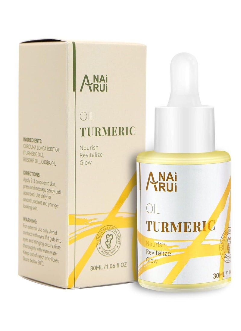 ANAI RUI Turmeric Face Oil, Facial Oils & Serum with Turmeric, Turmeric Skincare Oil for Dry Skin, Wrinkles, Acne, Evens Tone, Moisturizing Face Oil 1.06OZ