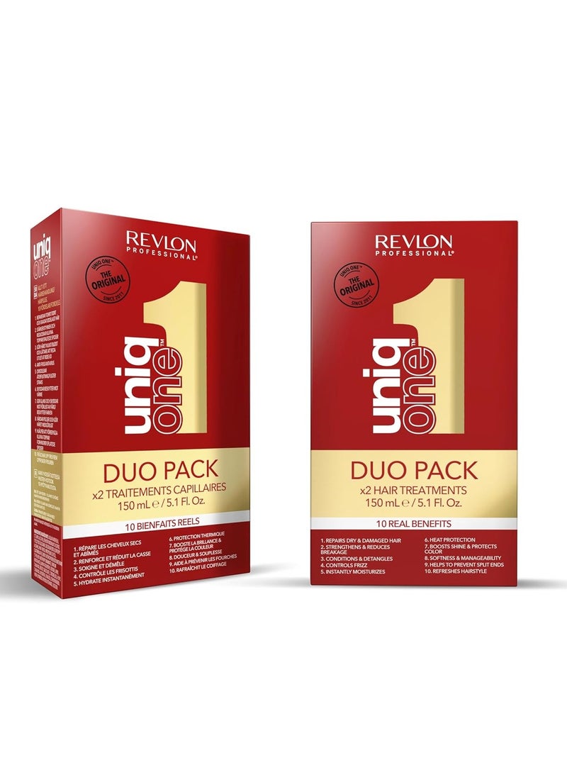 UniqOne Leave In Conditioner Classic Duo Pack Gifts For Women Men Hair Treatment For Shine And Frizz Control 2 x 150ml