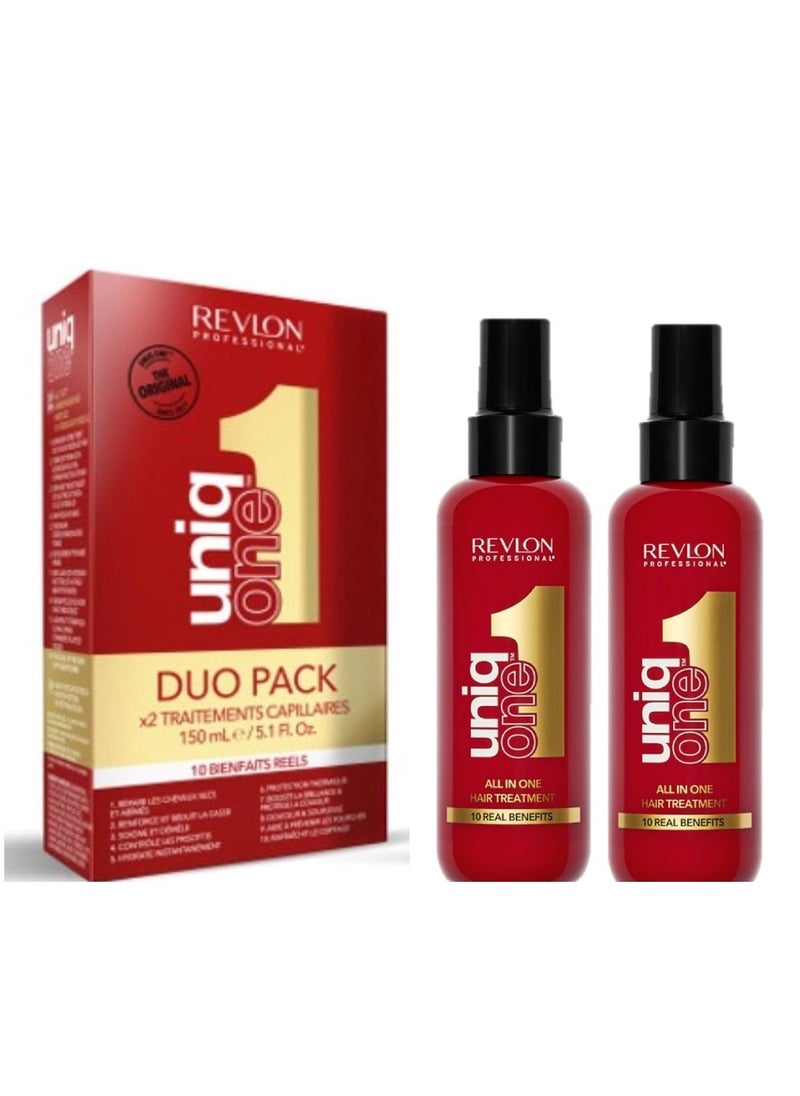 UniqOne Leave In Conditioner Classic Duo Pack Gifts For Women Men Hair Treatment For Shine And Frizz Control 2 x 150ml