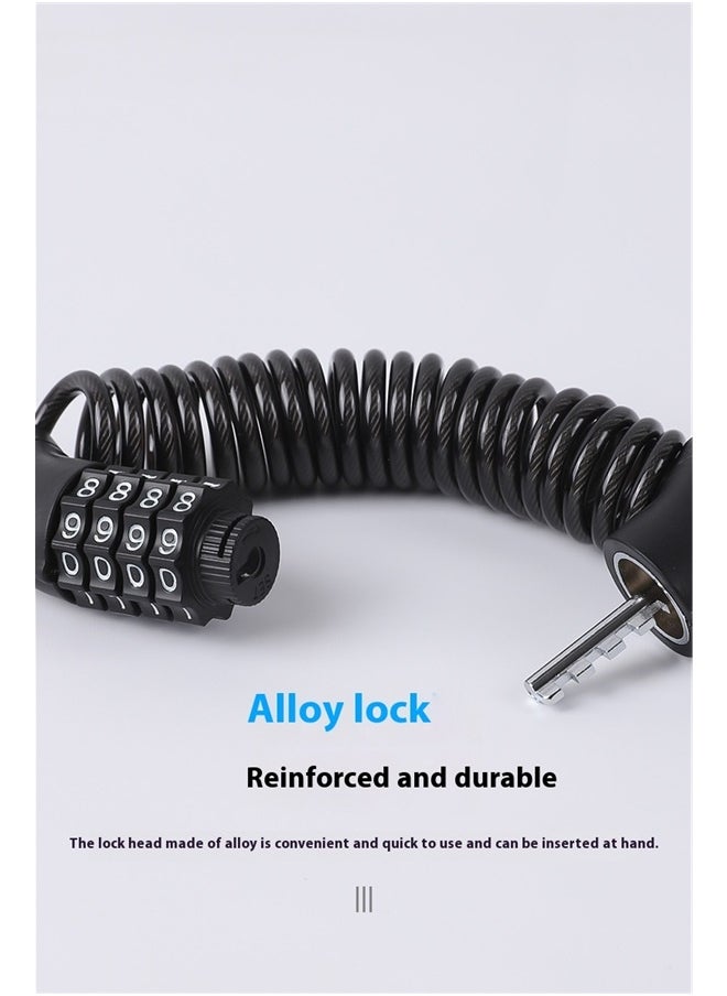 Bicycle Anti Theft Safety Lock， Motorcycle Helmet Locks, Anti-Theft Bike Password Lock, Retractable Bicycle Wheel Security Locking Chain, Universal for Luggage Stroller Motorbike Scooter (Black)