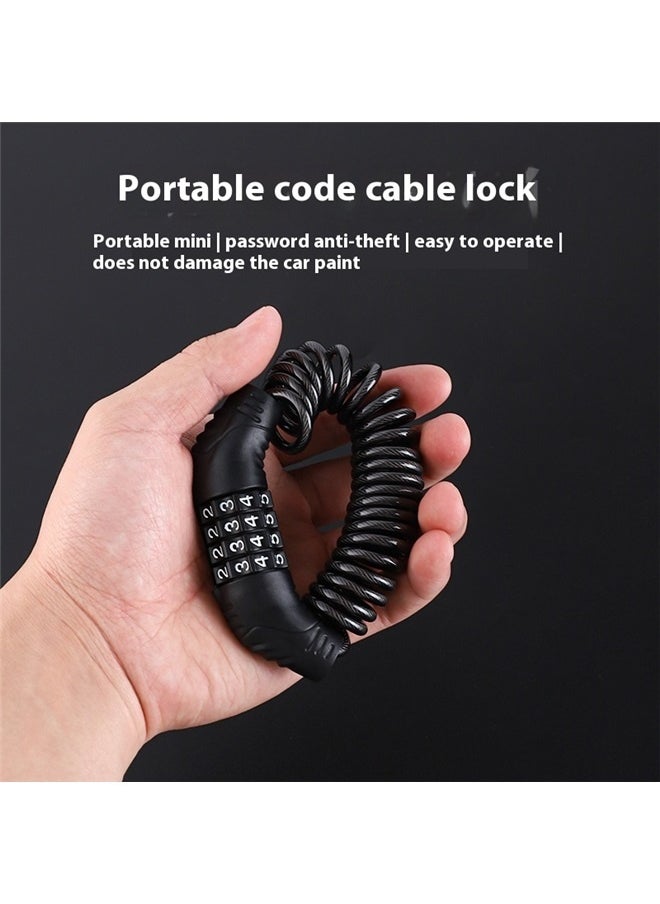 Bicycle Anti Theft Safety Lock， Motorcycle Helmet Locks, Anti-Theft Bike Password Lock, Retractable Bicycle Wheel Security Locking Chain, Universal for Luggage Stroller Motorbike Scooter (Black)