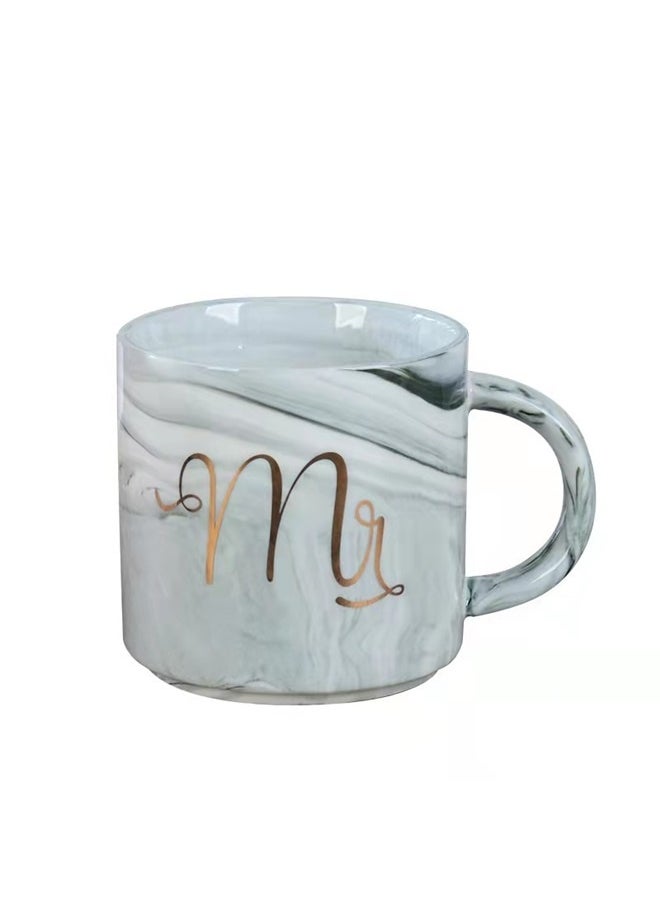 2-Piece Printed Ceramic Mug Set Pink/Grey，Coffee Mugs Set,Ceramic Gold Marble Cups - Gift for Bridal Shower Engagement Wedding, Married Couples and Valentine's day (Grey and Pink)