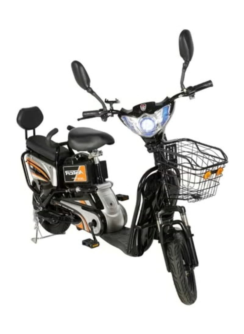 Black Electric Bike with Grocery Basket 14 Tyres, Strong Battery, Urban Commuter