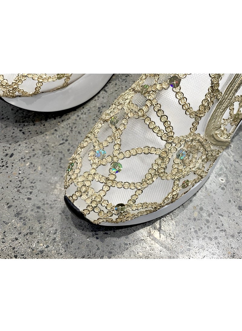 Women's Thick Sole Shoes Mesh Sneakers with Floral Embroidery Casual Lace Mesh Shoes Lightweight Breathable Non Slip Shoes