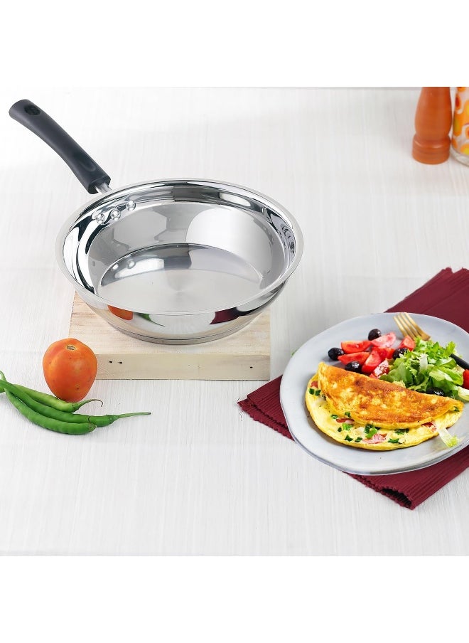 Stainless Steel Frying/Stirfry/Saute/Egg Pan, Skillet 20 cm, SAS Bottom, Induction and Gas Stove Friendly, Sturdy Handle, Heavy Bottom