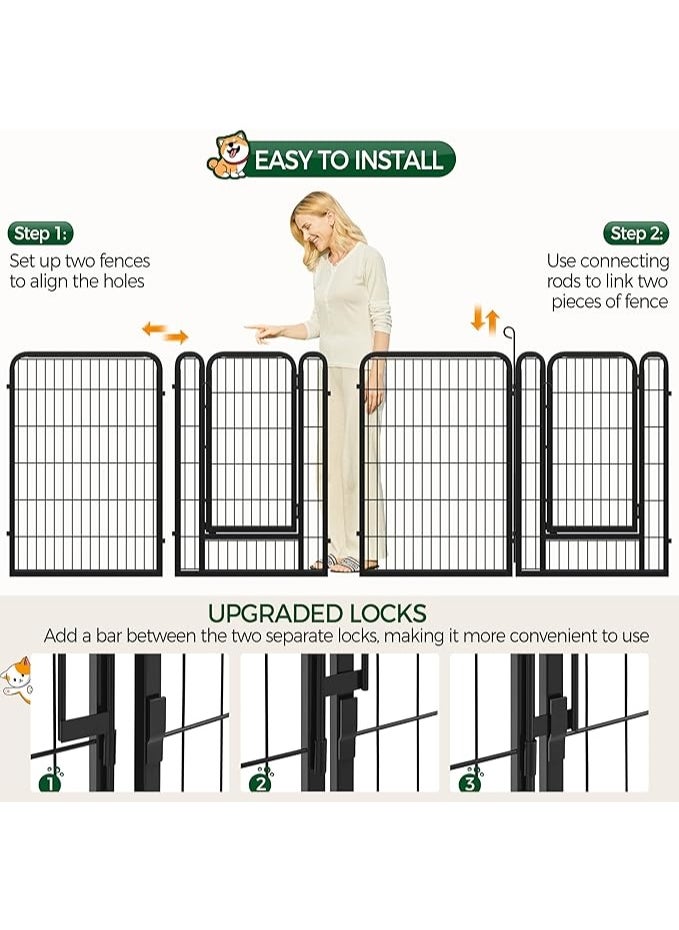Egardenkart Heavy Duty Extra Wide Dog Playpen, Outdoor Pet Fence for Medium/Small Animals Foldable Puppy