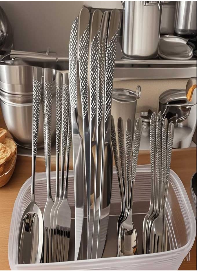Star Diamond Handle Stainless Steel Tableware Gift Box 25 Pieces 5-person Set | Arabic Decoration+304 Medical Steel, Moisture resistant Storage Box, Essential for Noble Family Banquets