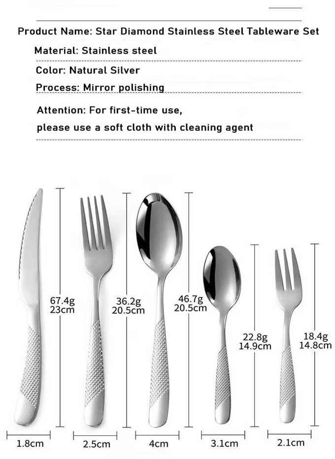 Star Diamond Handle Stainless Steel Tableware Gift Box 25 Pieces 5-person Set | Arabic Decoration+304 Medical Steel, Moisture resistant Storage Box, Essential for Noble Family Banquets