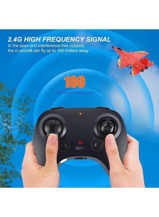 2.4GHz RC Plane – Ready-to-Fly Remote Control Jet Glider with 6-Axis Gyro, Battery, and Cool Lights, Easy-to-Fly Toy Aircraft for Kids & Adults (Red)