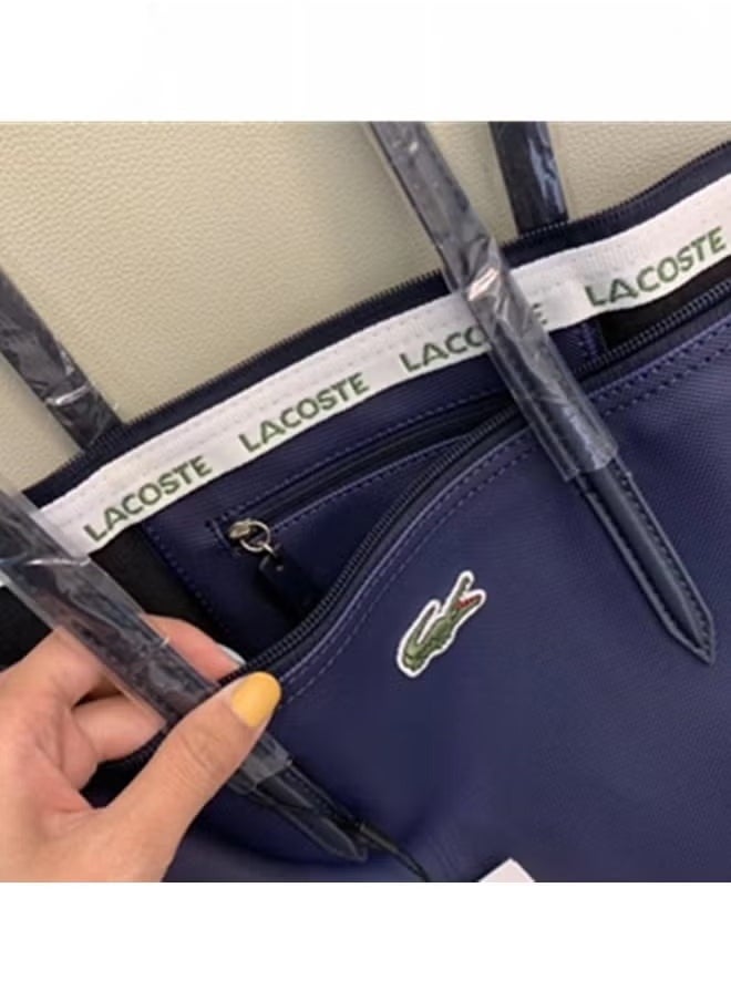 Lacoste Women's Concept Fashion Versatile Small Zipper Handbag Shoulder Bag dark blue