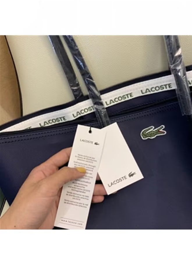 Lacoste Women's Concept Fashion Versatile Small Zipper Handbag Shoulder Bag dark blue