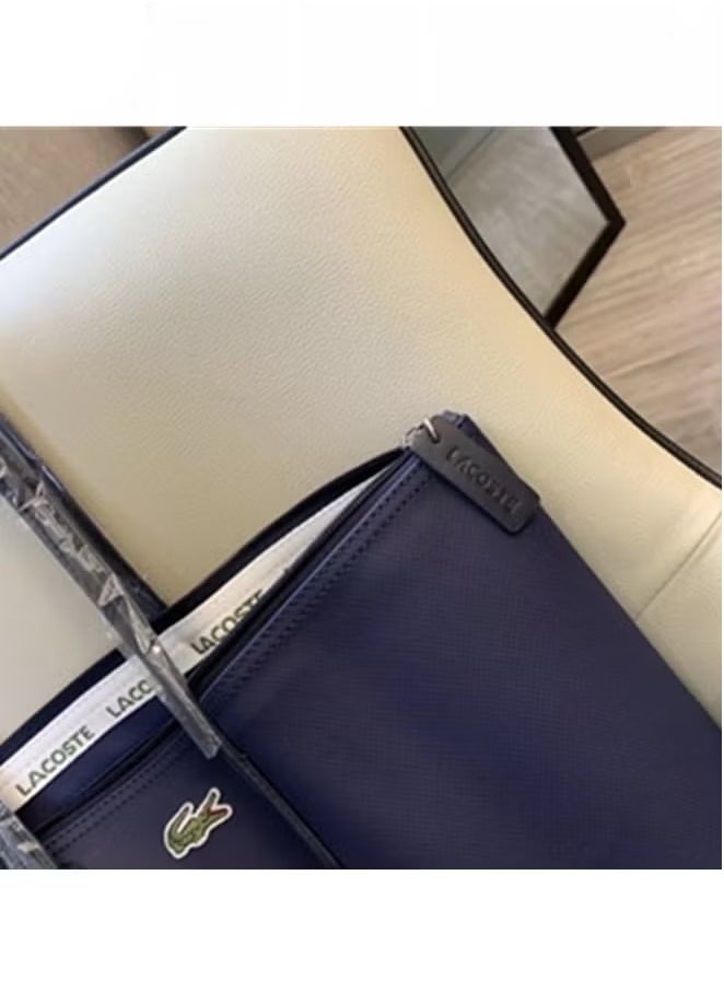Lacoste Women's Concept Fashion Versatile Small Zipper Handbag Shoulder Bag dark blue