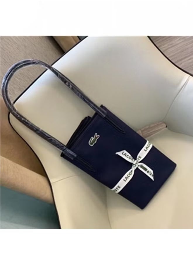 Lacoste Women's Concept Fashion Versatile Small Zipper Handbag Shoulder Bag dark blue