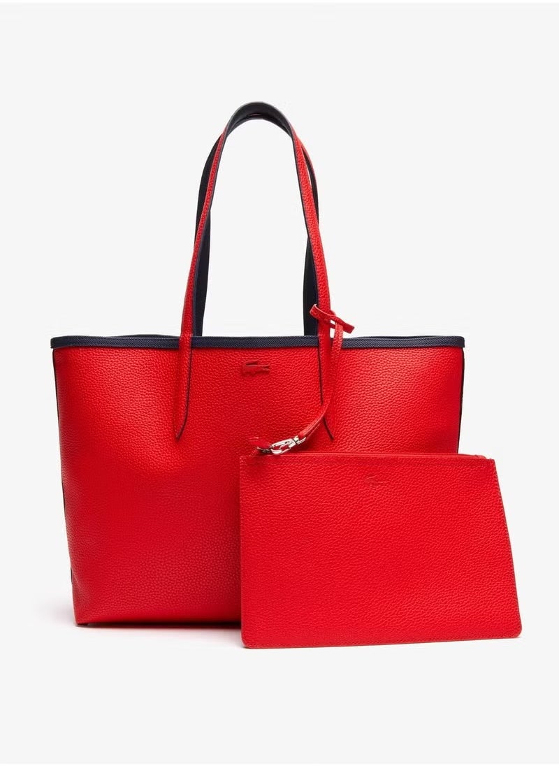 Lacoste Women's Double sided Two tone Large Capacity Handbag, Fashionable Multi functional, Black/Red