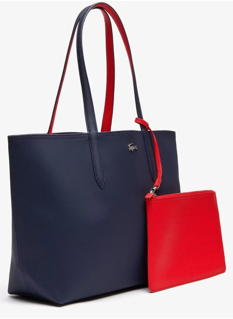 Lacoste Women's Double sided Two tone Large Capacity Handbag, Fashionable Multi functional, Black/Red