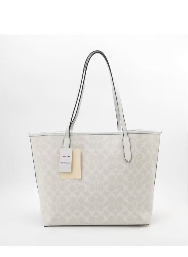 Coach City Tote Large Leather Double C Flower Logo Tote Bag Shoulder Bag
