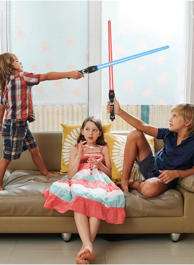 Light Saber, 2-in-1 Light Saber Sword Toy, Extendable LED Double Bladed Lightsaber with FX Sound Motion Sensitive Dueling Double Light Swords Set for Dress Up Parties Costume