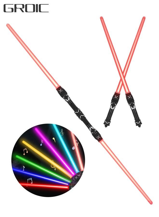 Light Saber, 2-in-1 Light Saber Sword Toy, Extendable LED Double Bladed Lightsaber with FX Sound Motion Sensitive Dueling Double Light Swords Set for Dress Up Parties Costume