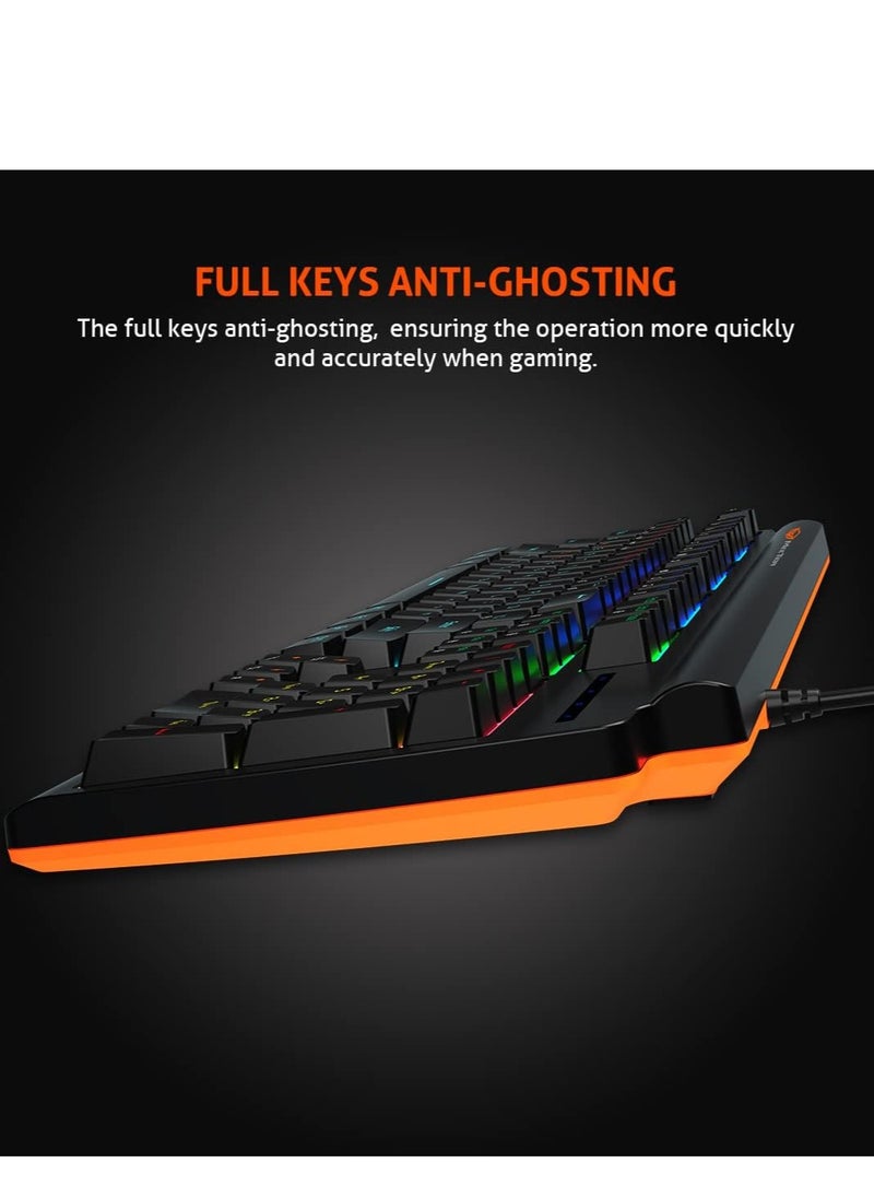 Meetion MK600 Mechanical Keyboard Anti-ghosting Full keys Customizable Keyboard Type best combination of RGB lights Black Body OS Compatibility Windows XP/Vista/7/8/10  MAC OS X Interface USB