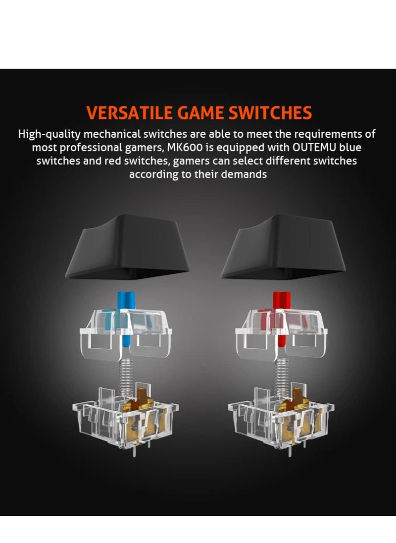 Meetion MK600 Mechanical Keyboard Anti-ghosting Full keys Customizable Keyboard Type best combination of RGB lights Black Body OS Compatibility Windows XP/Vista/7/8/10  MAC OS X Interface USB