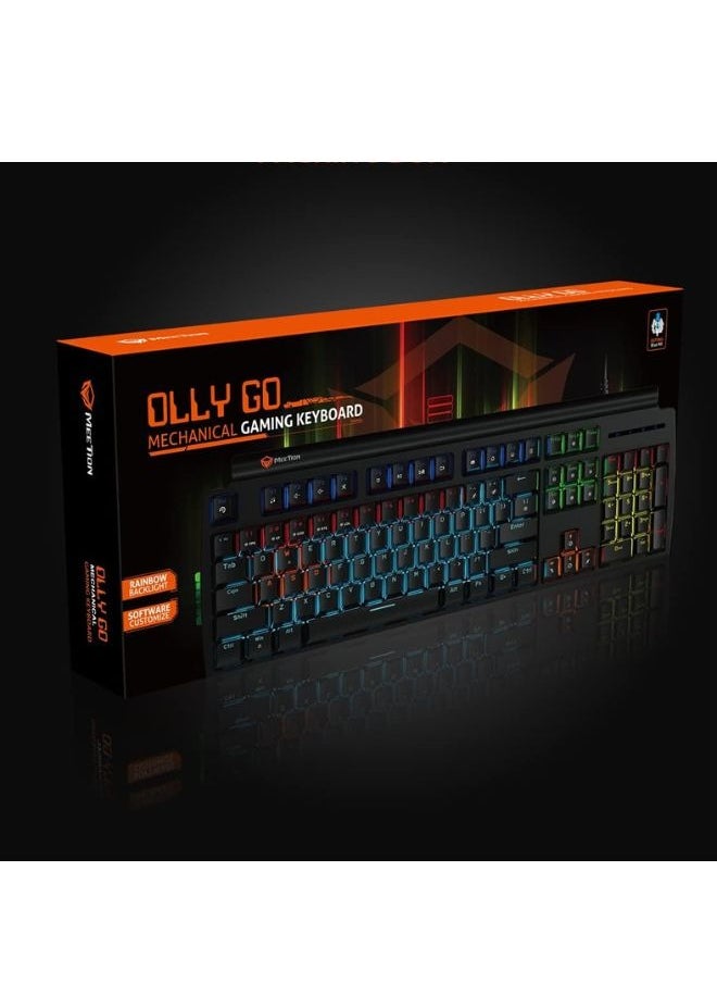 Meetion MK600 Mechanical Keyboard Anti-ghosting Full keys Customizable Keyboard Type best combination of RGB Backlit Black Body OS Compatibility Windows XP/Vista/7/8/10  MAC OS X Interface USB