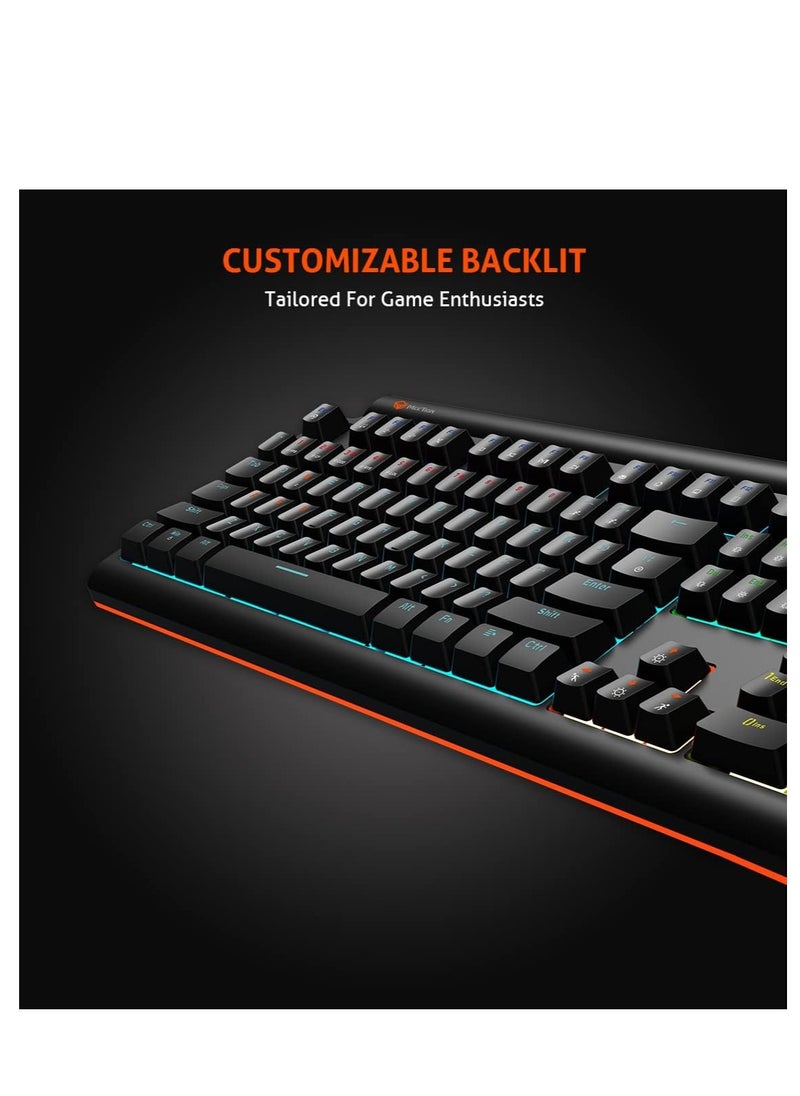 Meetion MK600 Mechanical Keyboard Anti-ghosting Full keys Customizable Keyboard Type best combination of RGB Backlit Black Body OS Compatibility Windows XP/Vista/7/8/10  MAC OS X Interface USB