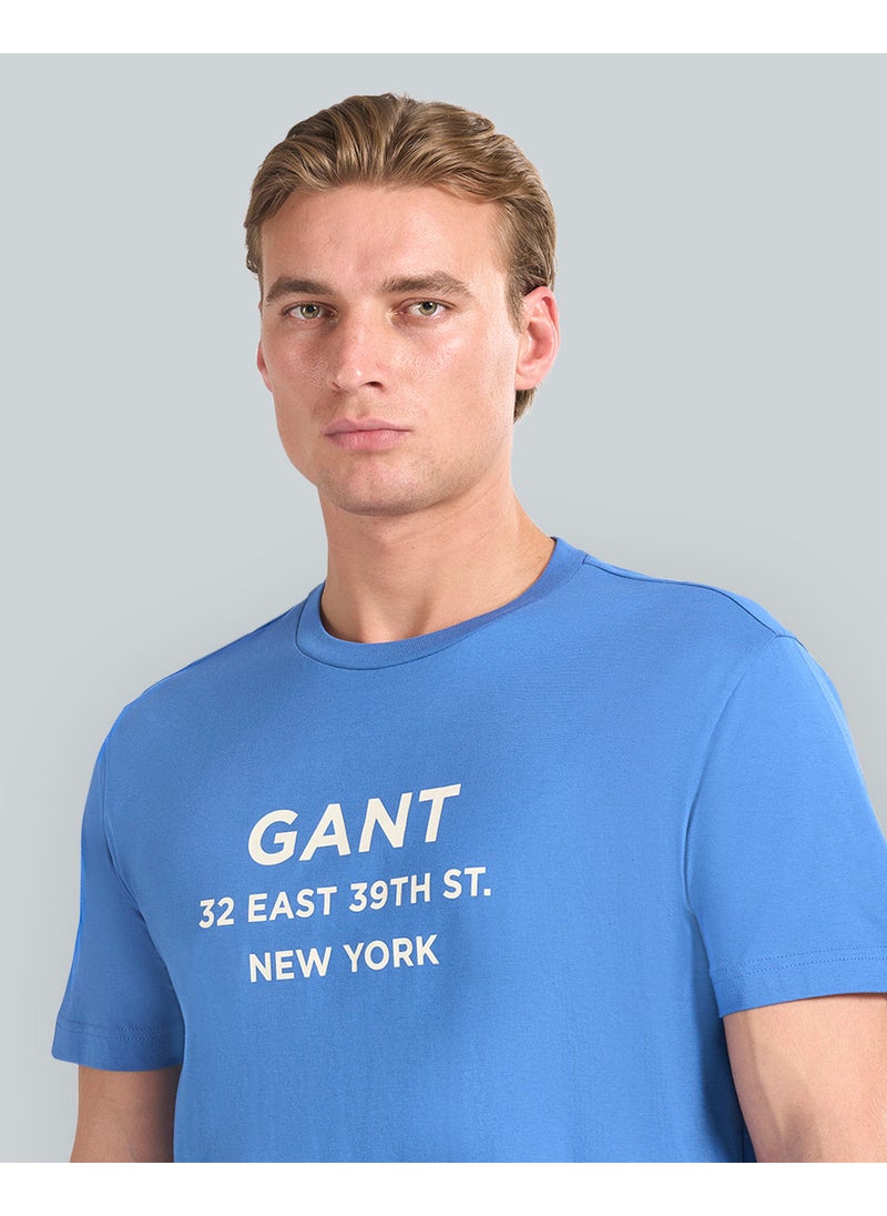 Gant Small Graphic Printed T-Shirt For Men (Navy With Red Print)