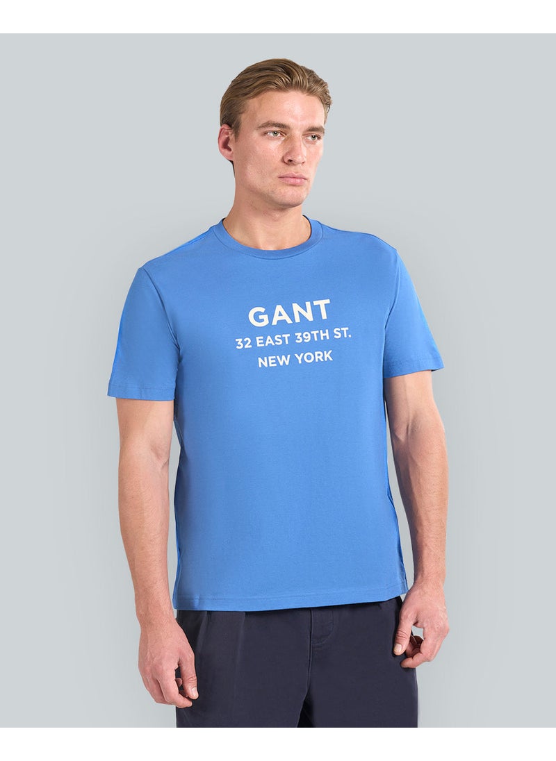 Gant Small Graphic Printed T-Shirt For Men (Navy With Red Print)